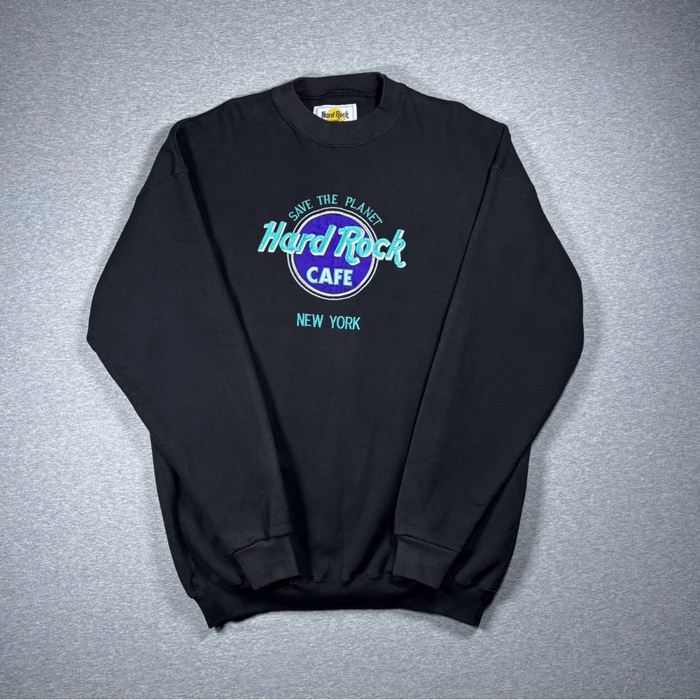 Vintage Hard Rock Cafe New York Crewneck Sweatshirt Black XL Save The Planet USA